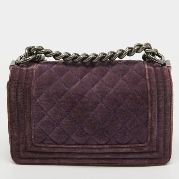 Chanel Purple Velvet Small Boy Bag - Picture 4 of 4